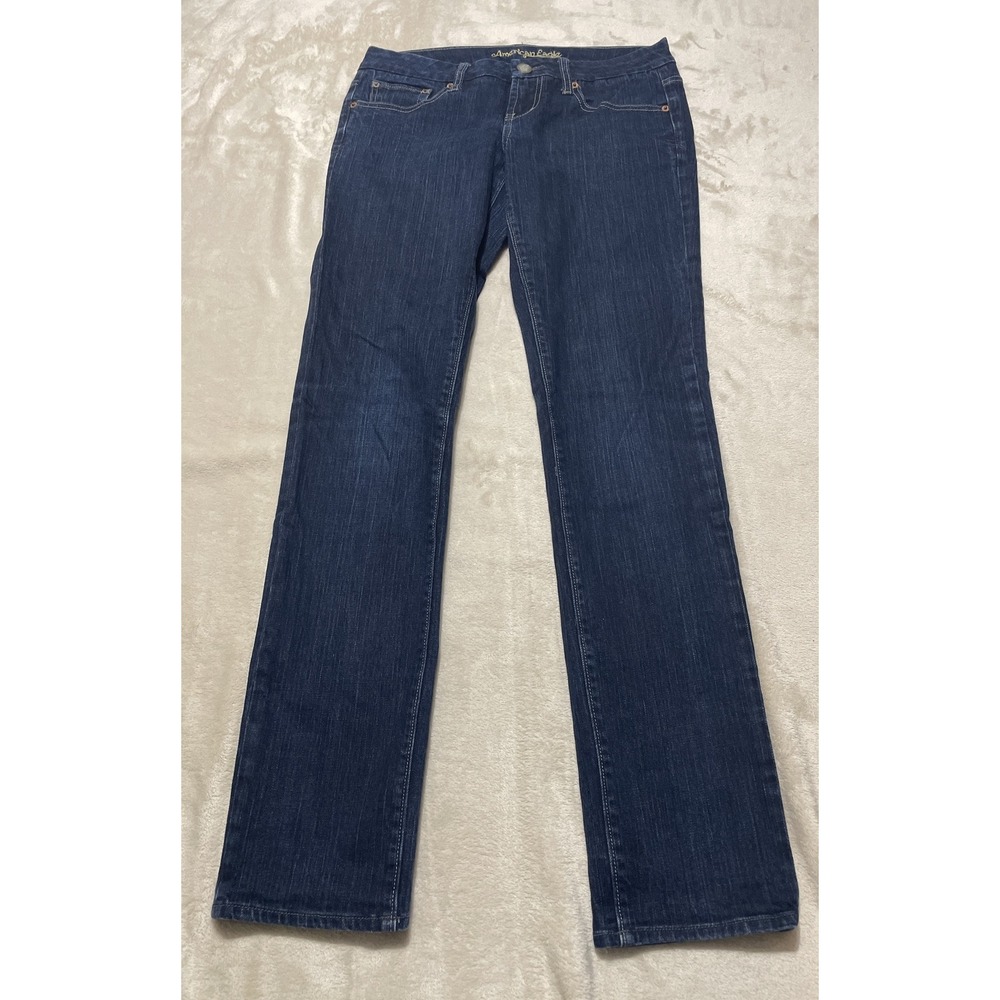 American Eagle Jeans Womens‎ Size 6 Regular Blue Denim Dark Wash Snap Pockets